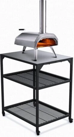 Ooni - Tafel - Medium - Pizza Tafel - 60x80x 90cm - RVS - Zwart -Bbq Gereedschap Winkel 654x1200