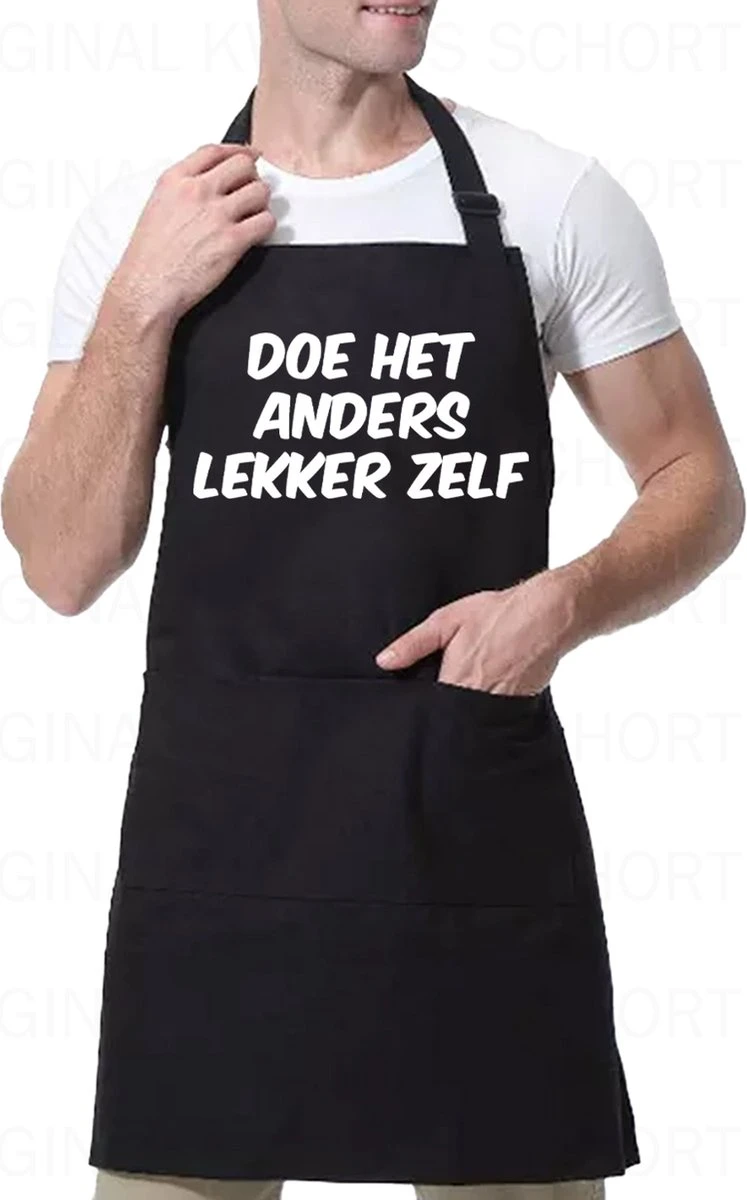 DOE HET ANDERS LEKKER ZELF Unisex Schort - Zwart - One Size (volwassenen) - Keuken Schort - Barbeque BBQ Schort - Bedieningsschort - Grappige Teksten - Original Kwoots- Voor Zowel Mannen Als Vrouwen - Verstelbaar - Wasbaar - Cadeau - Apron 3 DOE HET ANDERS LEKKER ZELF Unisex Schort - Zwart - One Size (volwassenen) - Keuken Schort - Barbeque BBQ Schort - Bedieningsschort - Grappige Teksten - Original Kwoots- Voor Zowel Mannen Als Vrouwen - Verstelbaar - Wasbaar - Cadeau - Apron