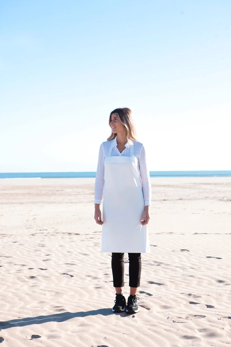 Link Kitchen Wear Keukenschort Van 100% Ecologisch Geteelde Katoen, Off White. 4 Link Kitchen Wear Keukenschort Van 100% Ecologisch Geteelde Katoen, Off White. - Afbeelding 2