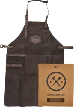 Old West BBQ Schort Barbecue Schort Leer - Bruin