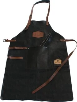 Old West BBQ Schort Barbecue Schort Leer - Zwart -Bbq Gereedschap Winkel 901x1200 2